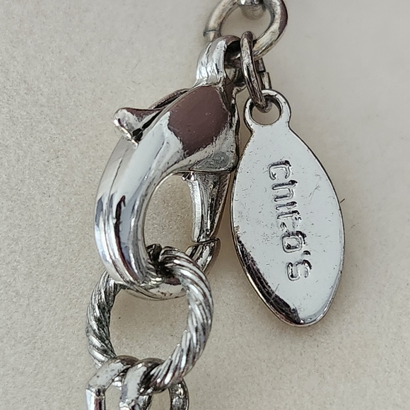 Chico's Silver-tone and Irredescent Shell Disks With Metal Chunky Necklace - Picture 4 of 8